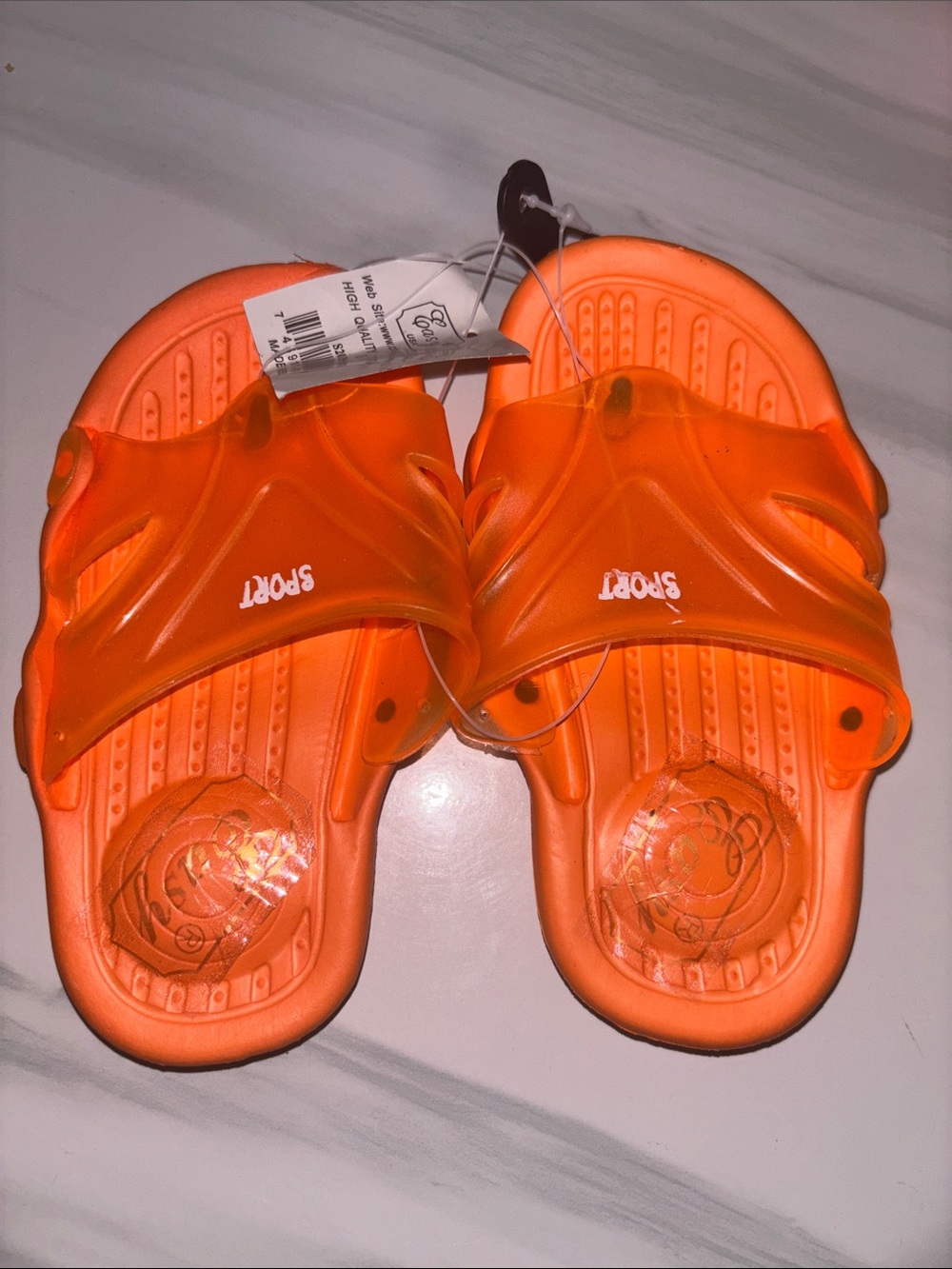Sporto Neon Orange Kids Slip-On Slide Sandals